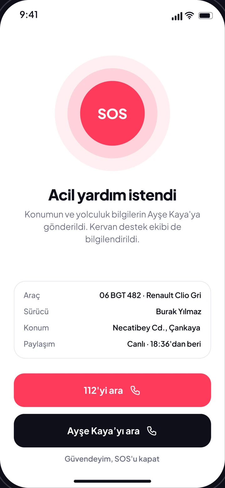 Acil yardım istendi ekranı